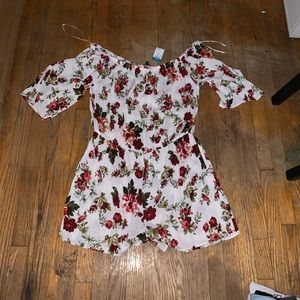 White with Red Flowers Romper